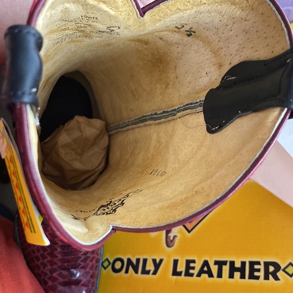 New python style leather cowboy western boot pointed toe Black Brgdy women 7.5 8 - Picture 6 of 9